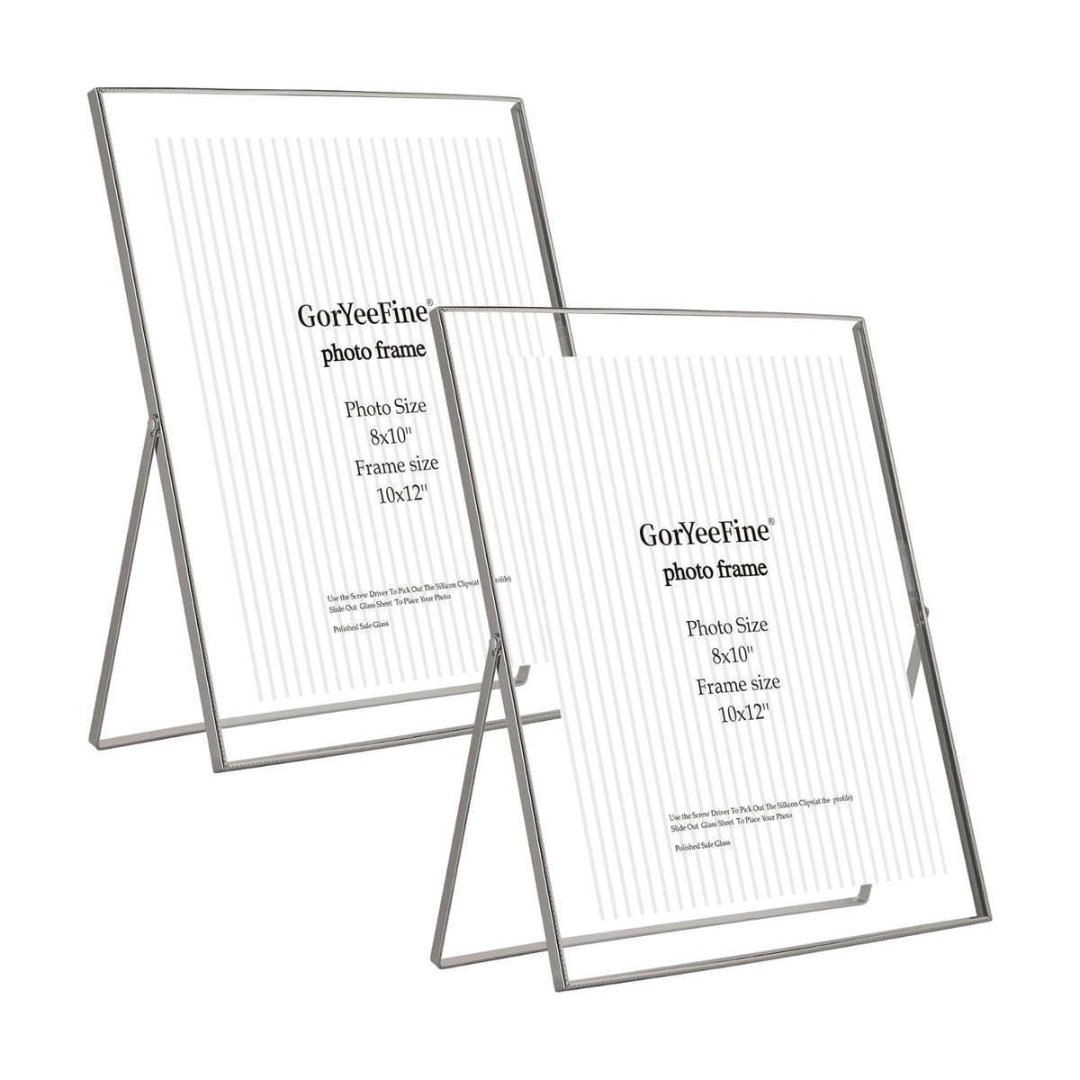 Silver 10x12'' Floating Frame 2pack For Photo Sizes(8.5x11'',7x9'',8x10''),Beautiful Metal Beaded Edge 8x10'' Floating