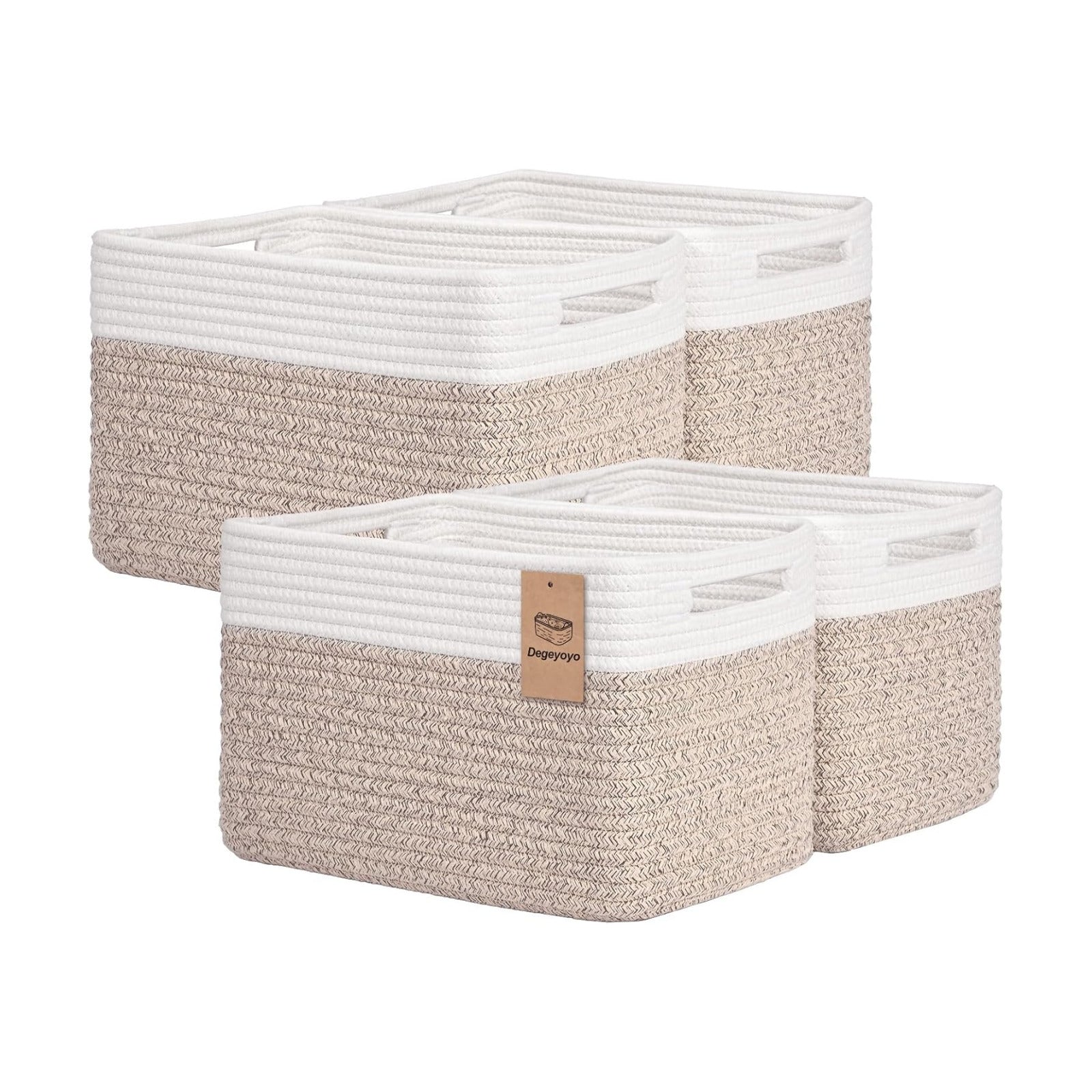 Baskets / Decorative Storage Bins / Brown & White / Set of 4