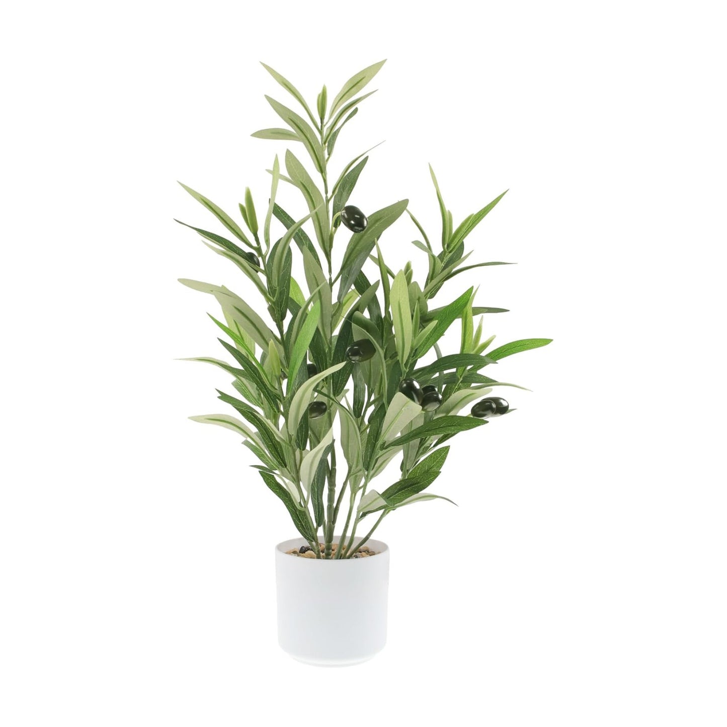 Artificial Olive Branches in Pot / Potted Olive / White