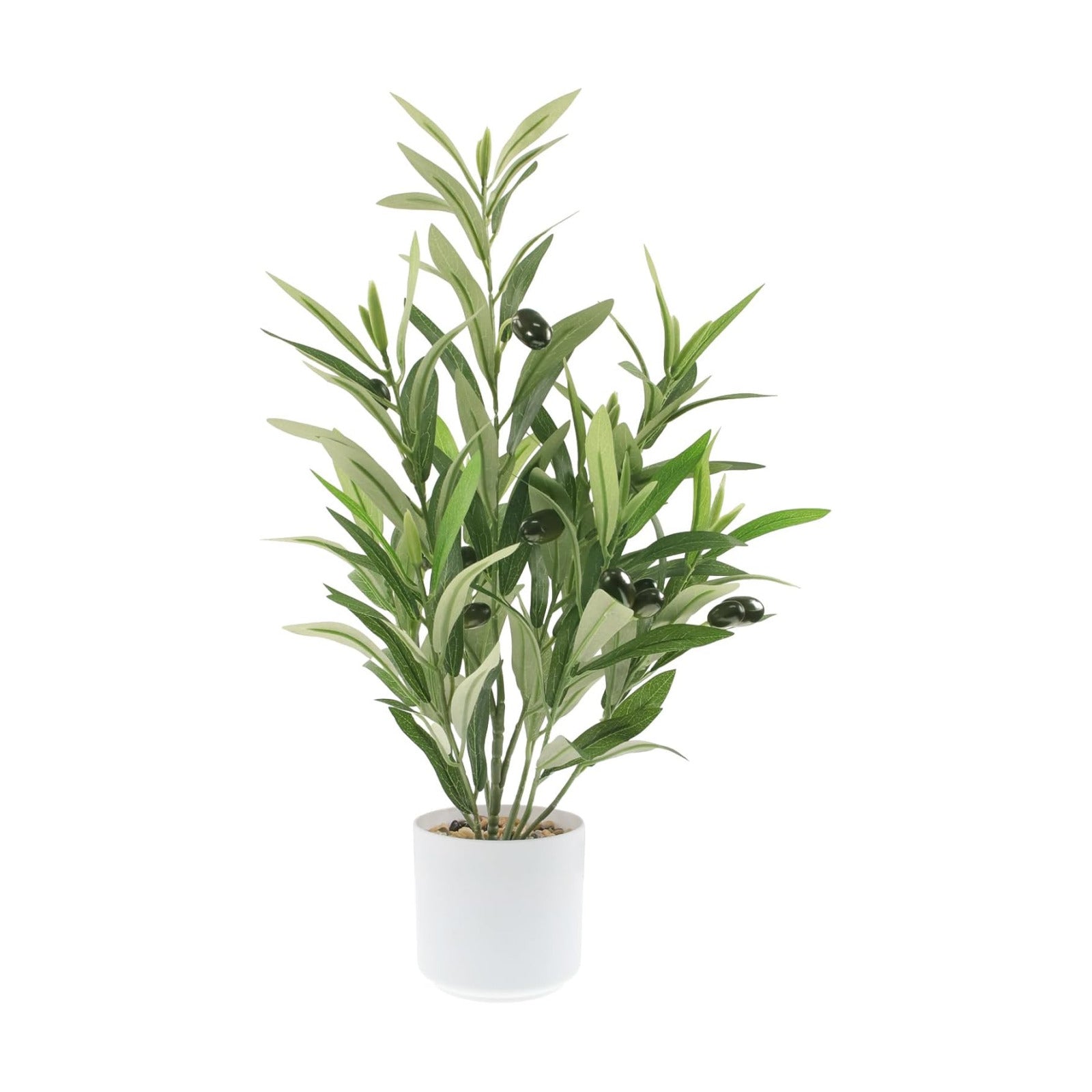 Artificial Olive Branches in Pot / Potted Olive / White