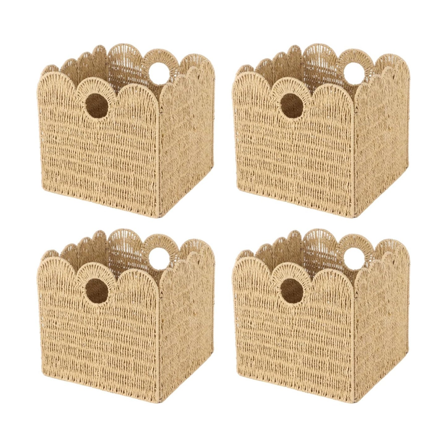 Woven Paper Rope Storage Baskets / 12 x 12 / Set of 4