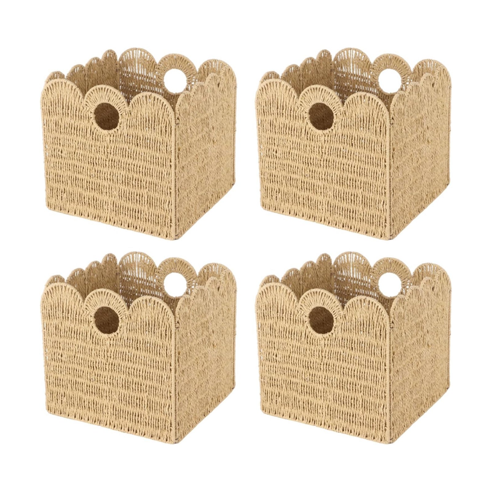 Woven Paper Rope Storage Baskets / 12 x 12 / Set of 4