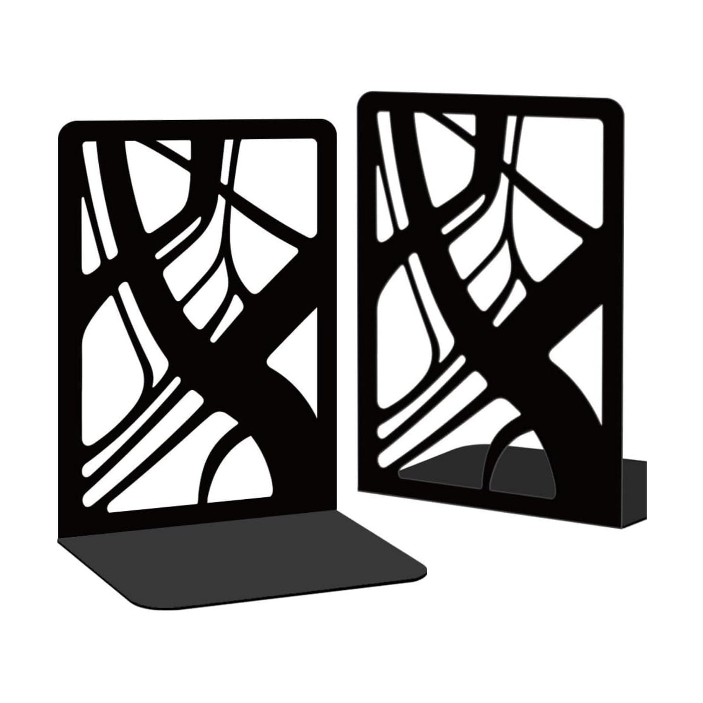 Metal Bookends for Desk Organizer / Abstract / Black