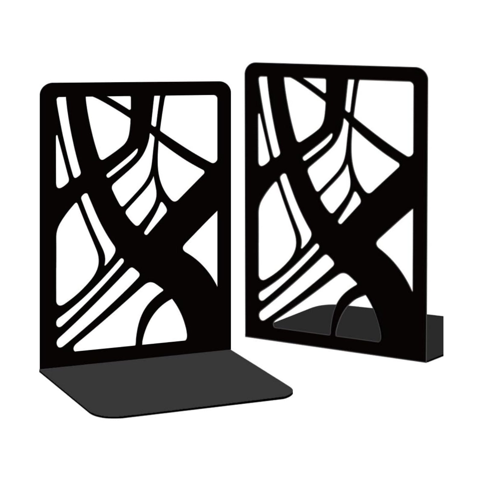 Metal Bookends for Desk Organizer / Abstract / Black