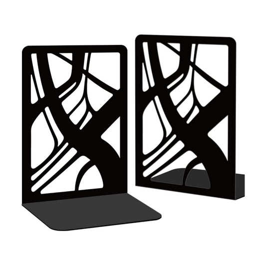 Metal Bookends for Desk Organizer / Abstract / Black