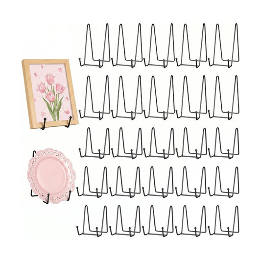 Metal Plate Display Stand Durable Picture Frame Stand / Black / 4.1 Inch / Set of 24
