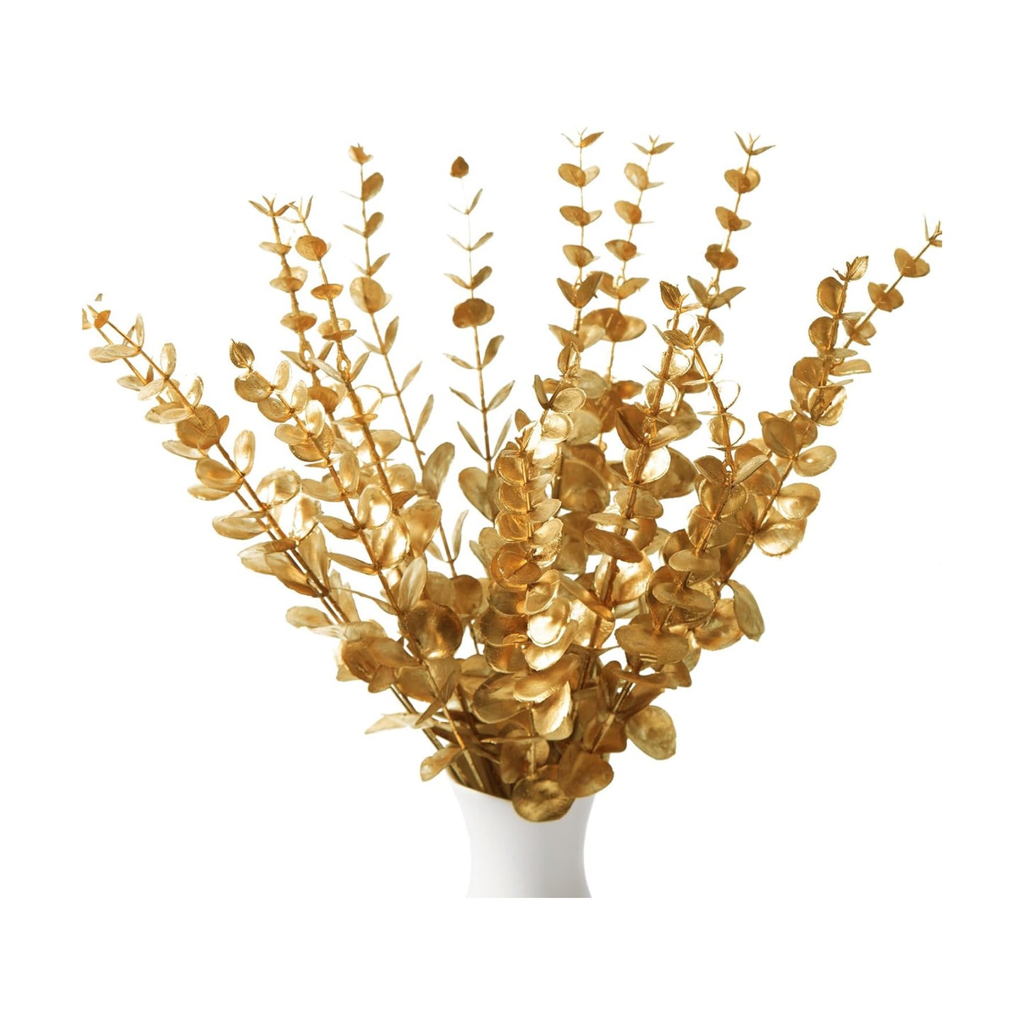 Eucalyptus Stems Greenery Stems Fake Leaves Artificial Flowers Bouquet Faux / Gold / Set of 18