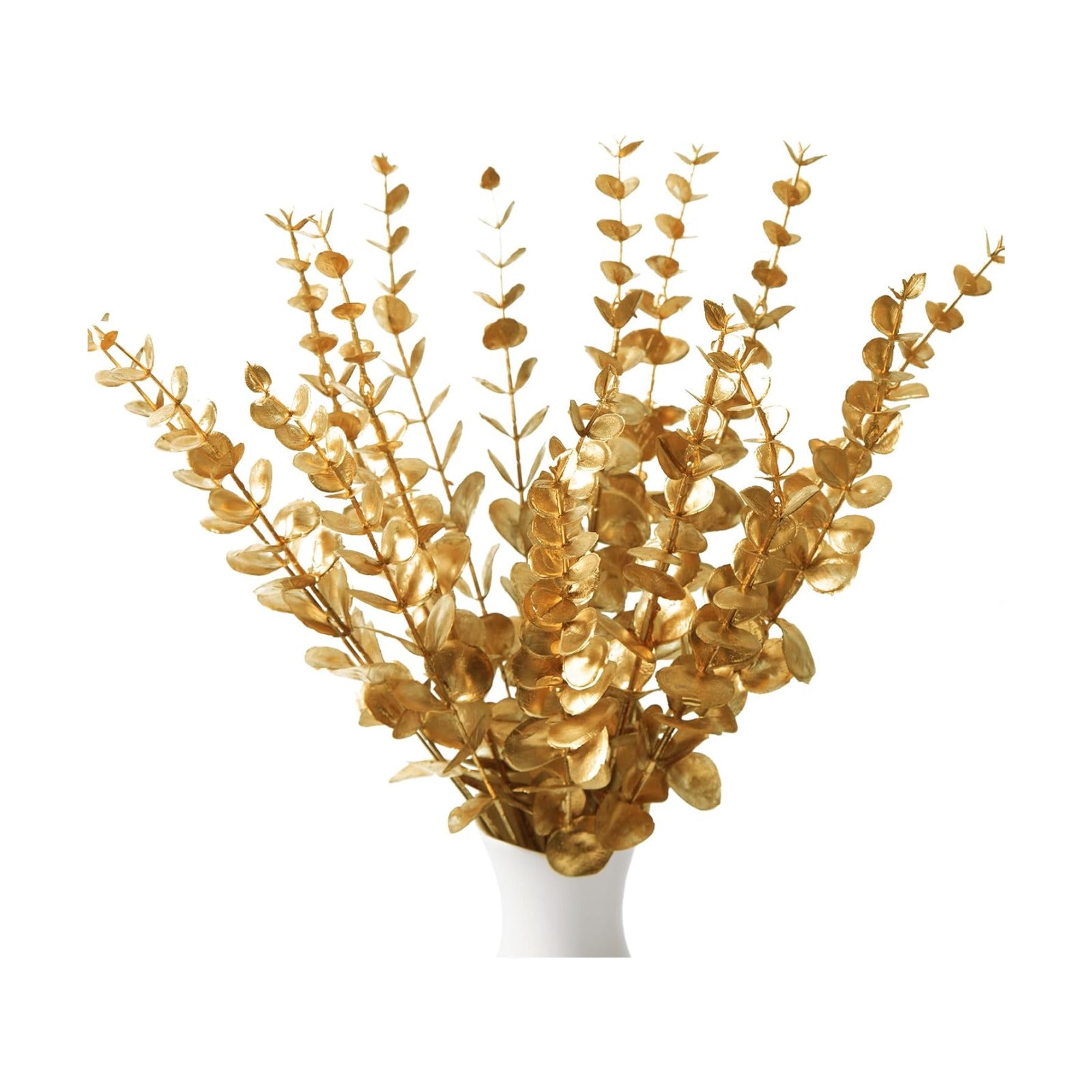 Eucalyptus Stems Greenery Stems Fake Leaves Artificial Flowers Bouquet Faux / Gold / Set of 18