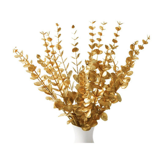 Eucalyptus Stems Greenery Stems Fake Leaves Artificial Flowers Bouquet Faux / Gold / Set of 18