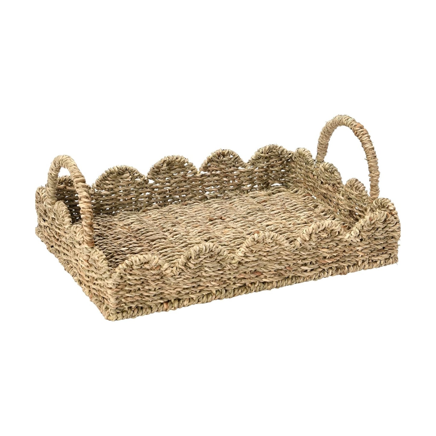 Scalloped Rattan Serving Tray / Transparent