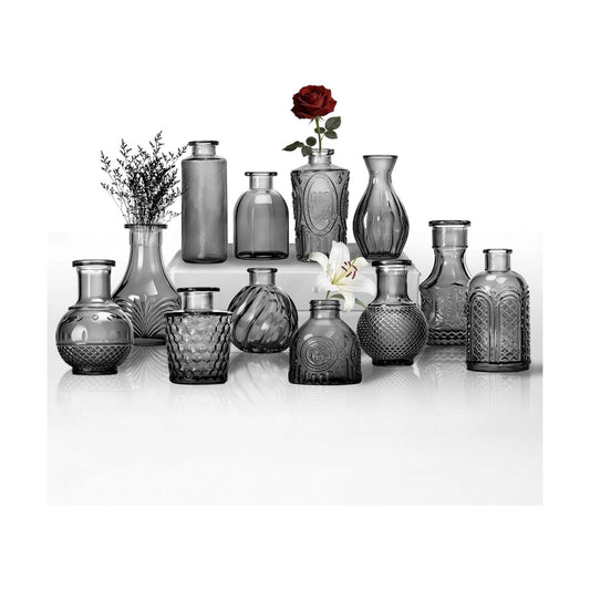 Clear Bud Vases for Flowers / Black-2 / Set of 12