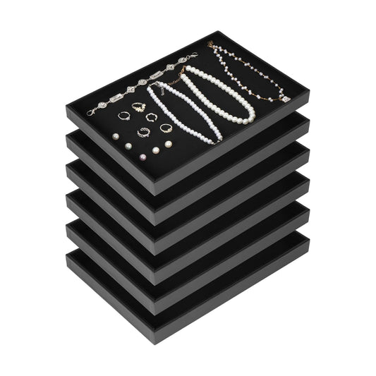Velvet Stackable Jewelry Tray Showcase Display / Black / Set of 6
