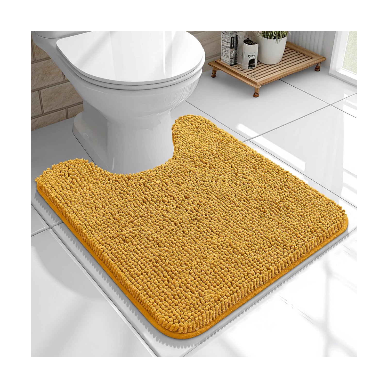 OLANLY Toilet Rugs U-Shaped 20x20, Soft Absorbent Chenille Contour Rugs
