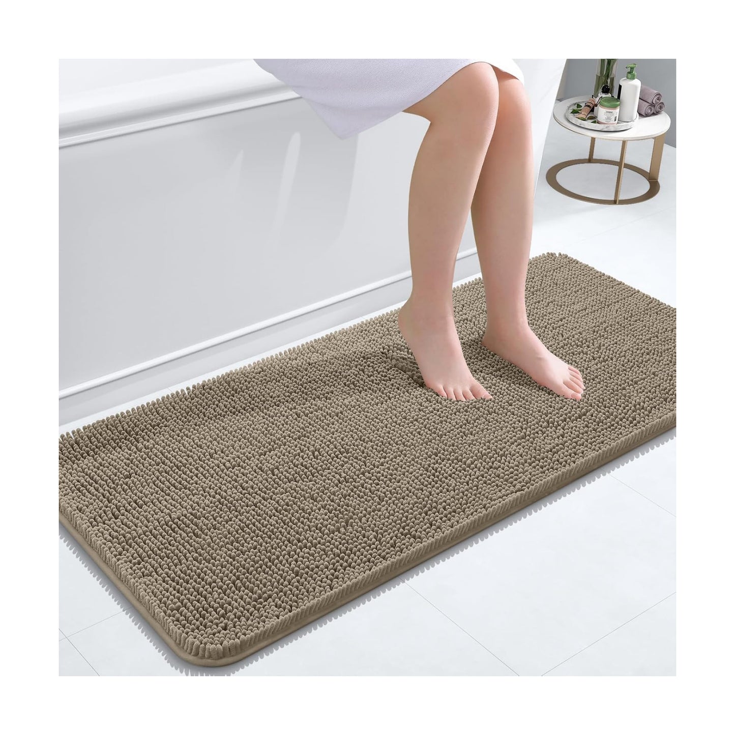 OLANLY Bathroom Runner Rugs 47x20, Extra Soft Absorbent Chenille Bath Rugs
