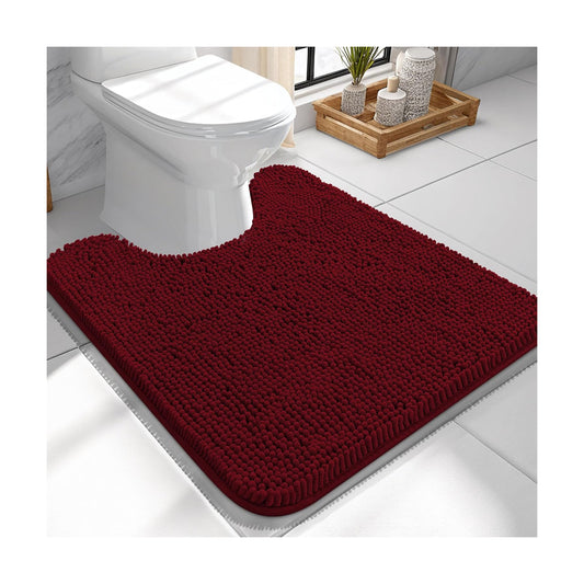 OLANLY Toilet Rugs U-Shaped 24x24, Soft Absorbent Chenille Contour Rugs