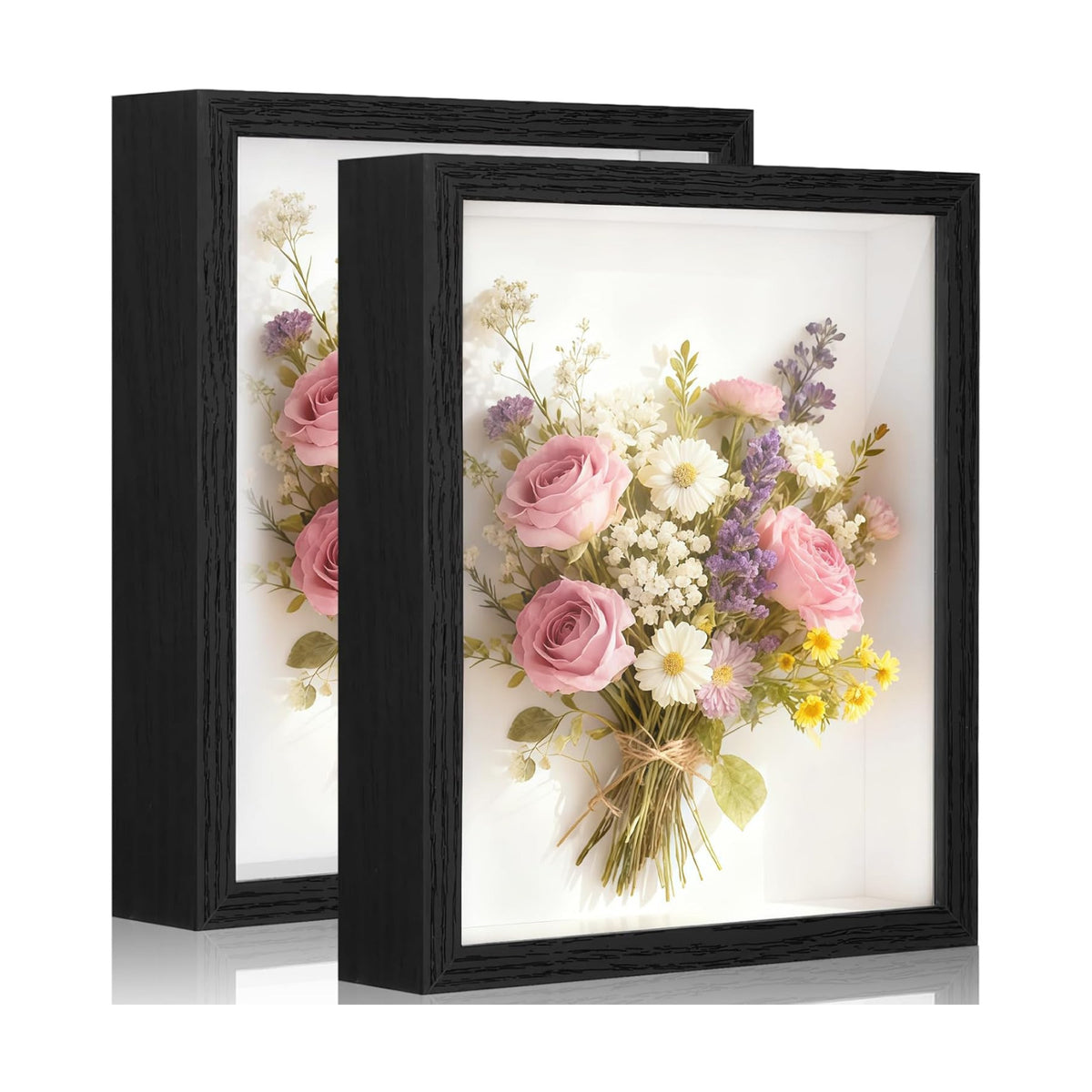 2 Pack Shadow Box Frame 11"x 14" - Wood Deep Shadowbox with Glass | Shadow Boxes Display Cases Suitable for Photos