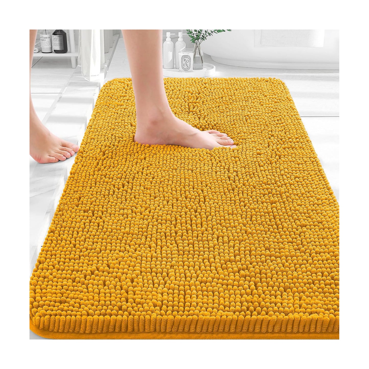 OLANLY Small Bathroom Rugs 30x18, Extra Soft Absorbent Chenille Bath Rugs