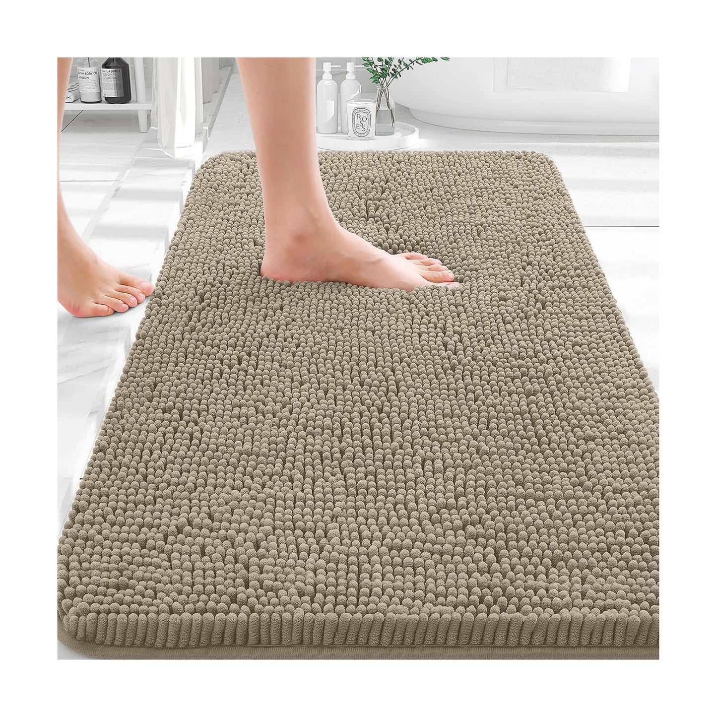 OLANLY Bathroom Rugs 35x24, Extra Soft Absorbent Chenille Bath Rugs