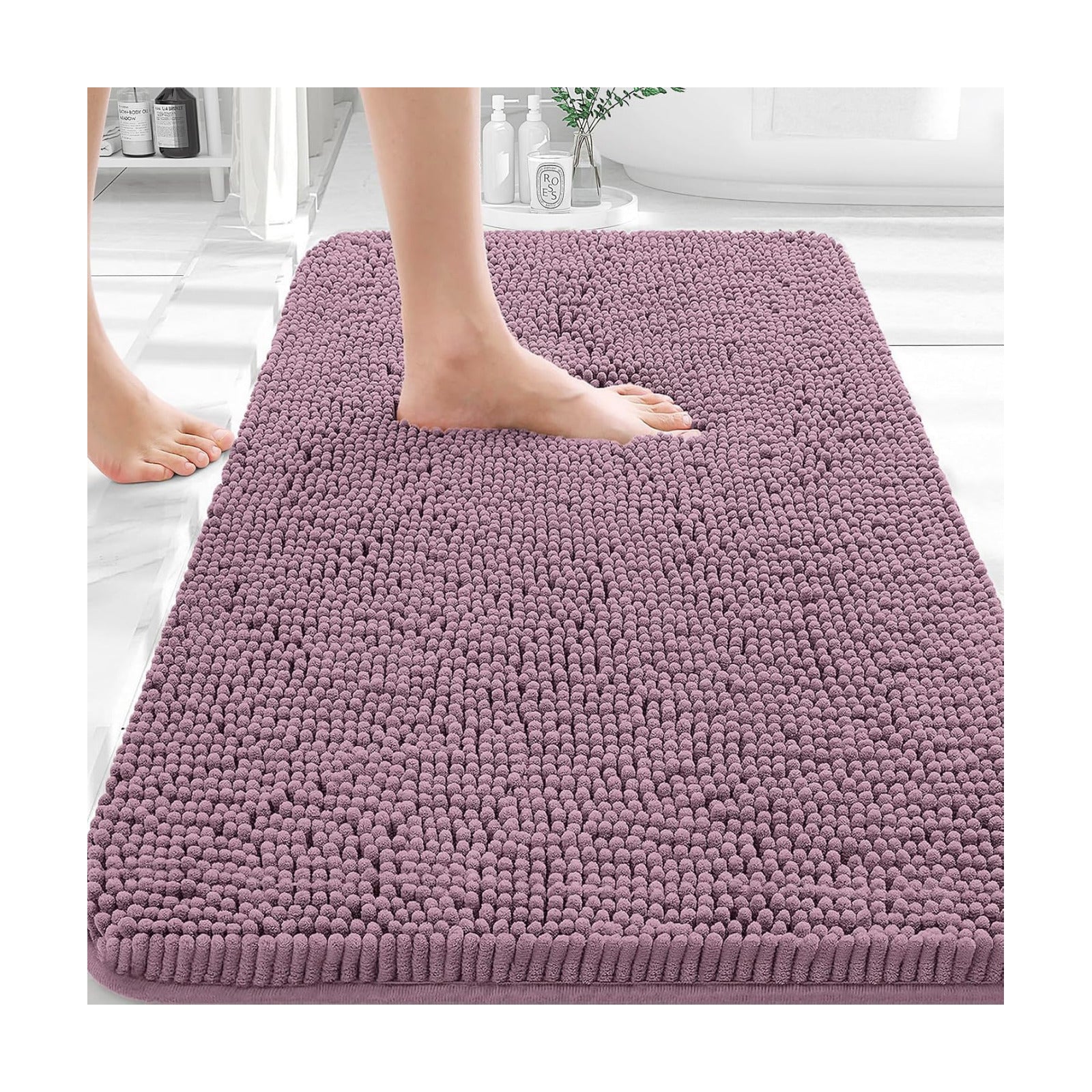 OLANLY Bathroom Rugs 35x24, Extra Soft Absorbent Chenille Bath Rugs