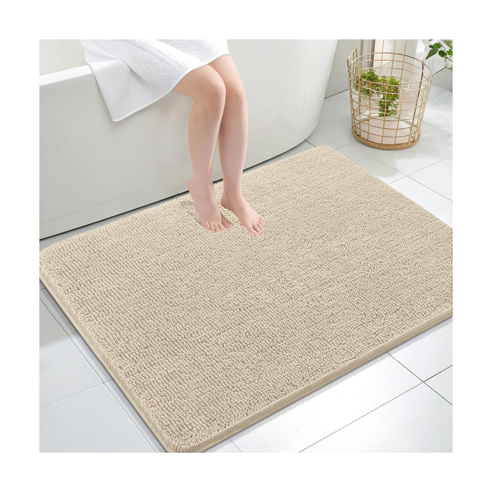 OLANLY Large Bathroom Rugs 40x32, Extra Soft Absorbent Chenille Bath Rugs