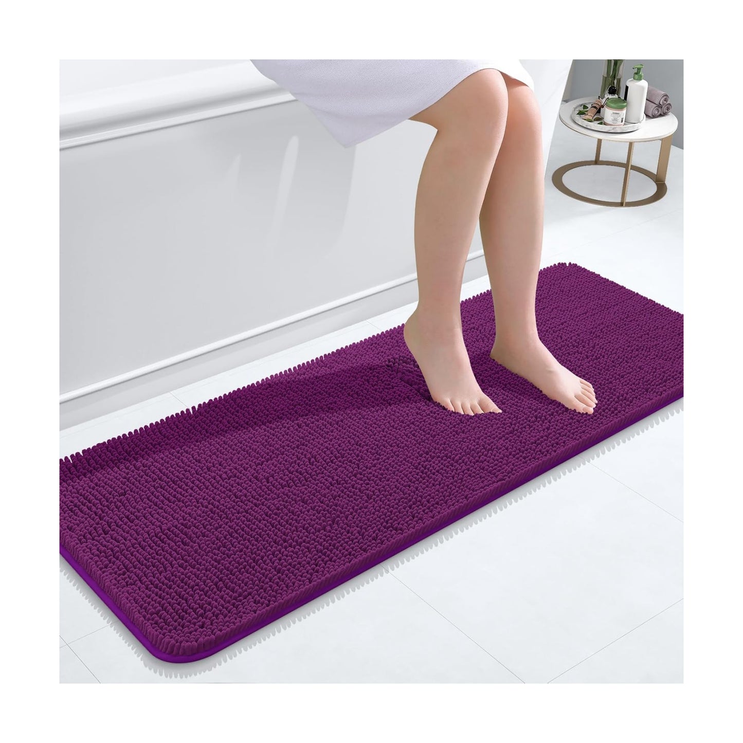 OLANLY Bathroom Runner Rugs 47x17, Extra Soft Absorbent Chenille Bath Rugs
