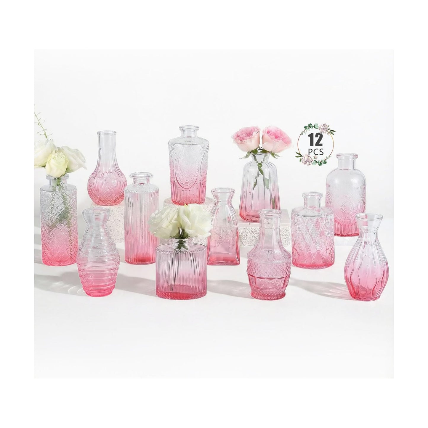 Glass Vase / Small Vase / Pink-gradient