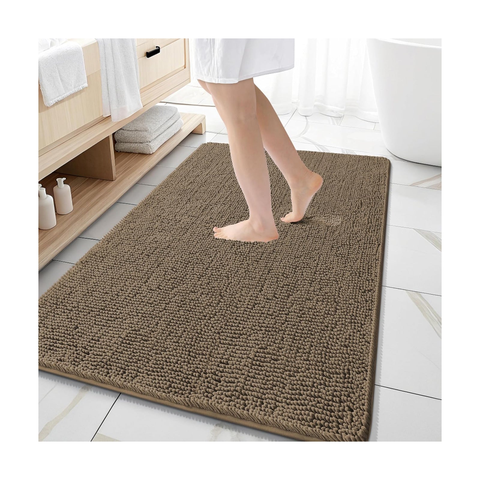 OLANLY Large Bathroom Rugs 59x35, Extra Soft Absorbent Chenille Bath Rugs