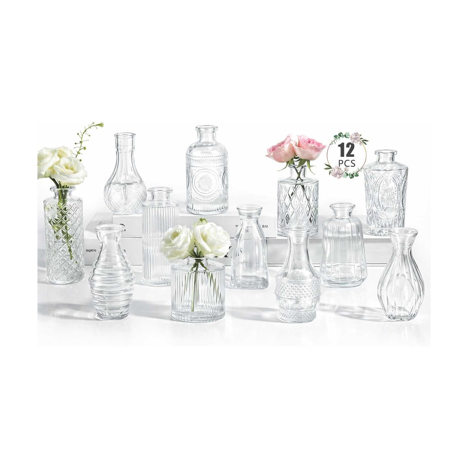 Glass Vase / Flower Vases / Clear / Set of 12