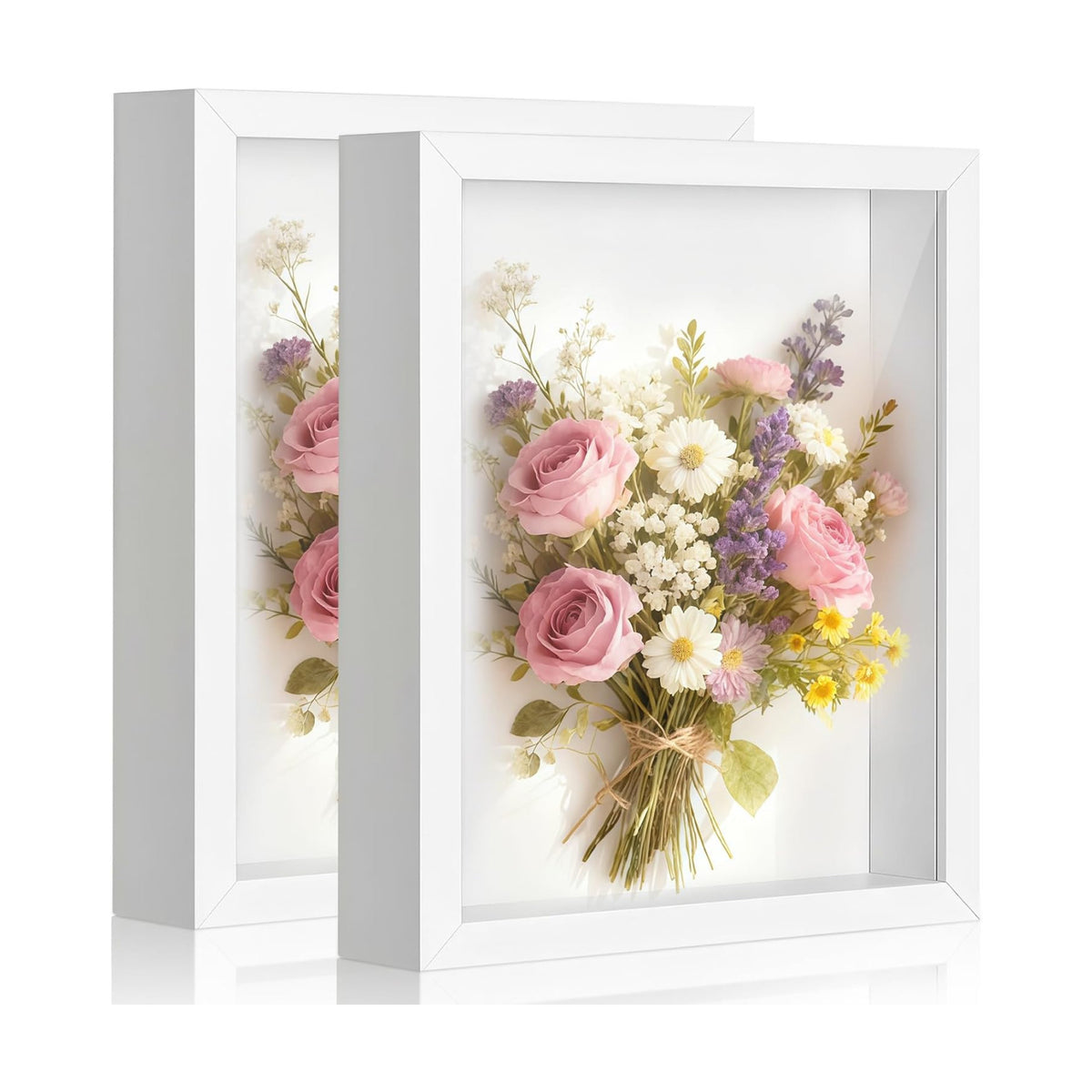 2 Pack Shadow Box Frame 11"x 14" - Wood Deep Shadowbox with Glass | Shadow Boxes Display Cases Suitable for Photos
