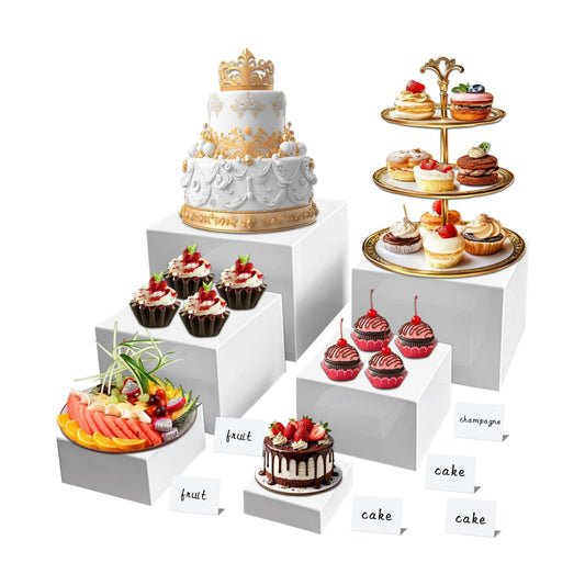 Display stands / Mini Acrylic Signs / White / 3in To 8in / Set of 6