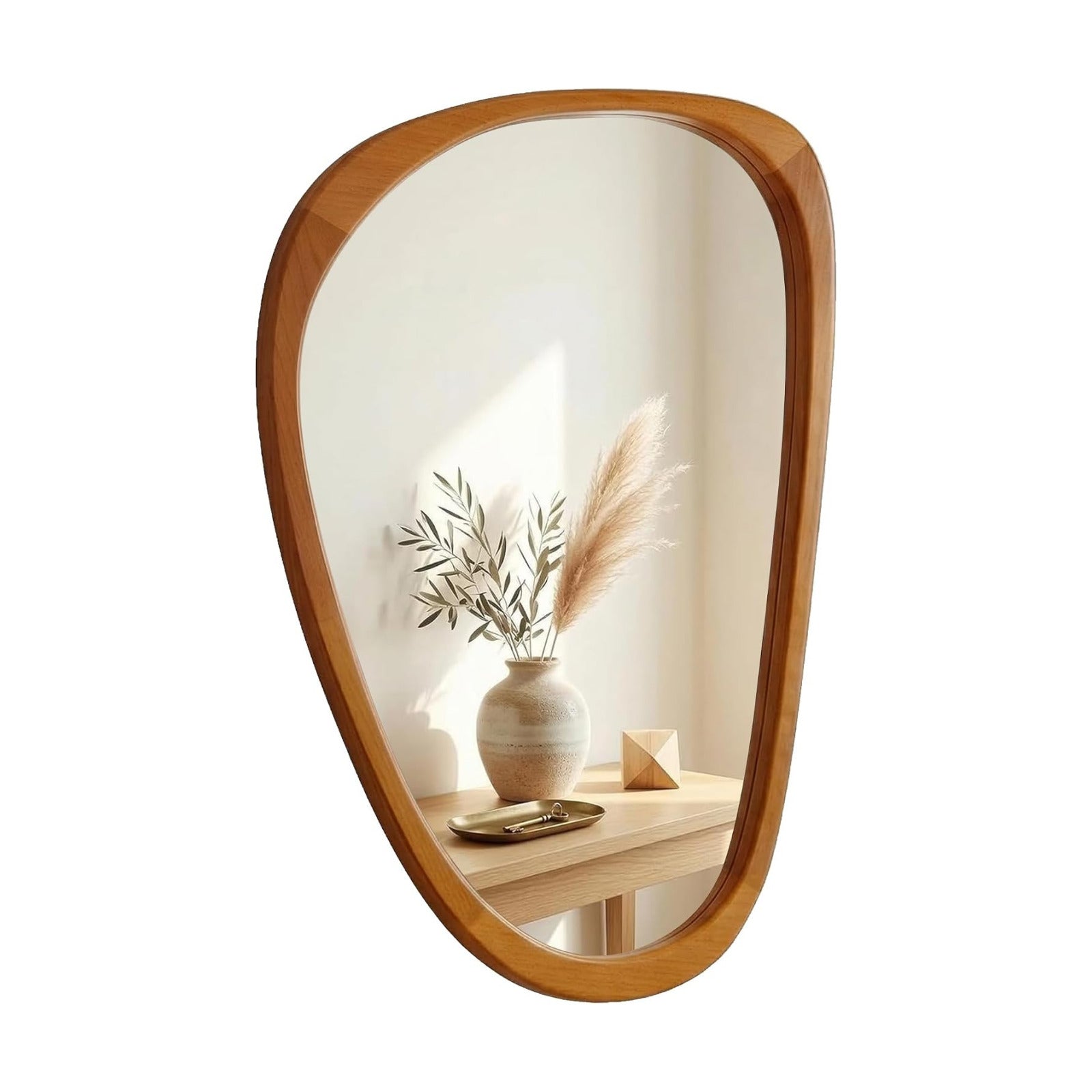 Solid Wood " Irregular Asymmetrical Mirror / Walnut / 30"L x 20"W / Natural / 30 x 20