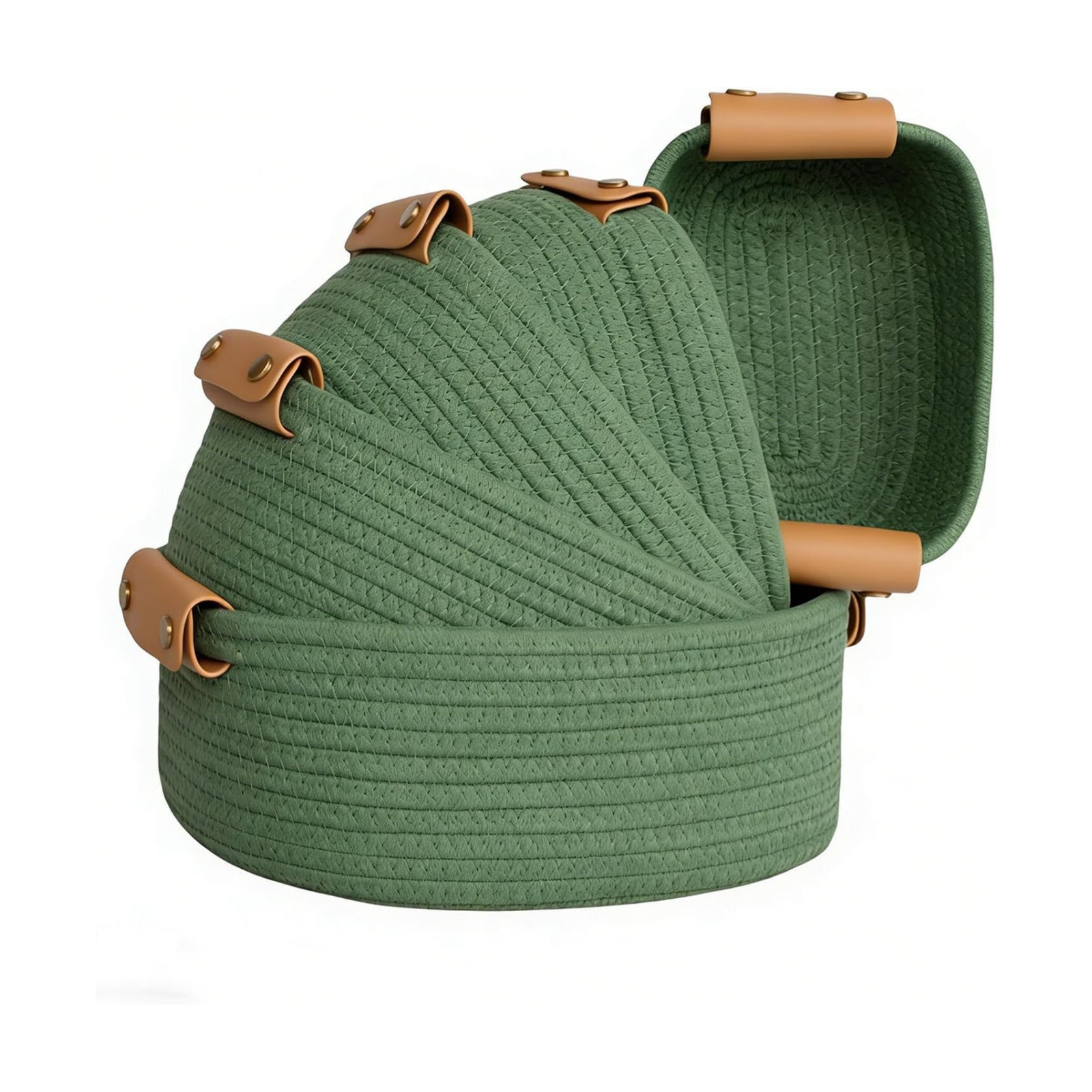 Woven Rope Shelf Bins for Organizing / Sage / Green / Set of 5