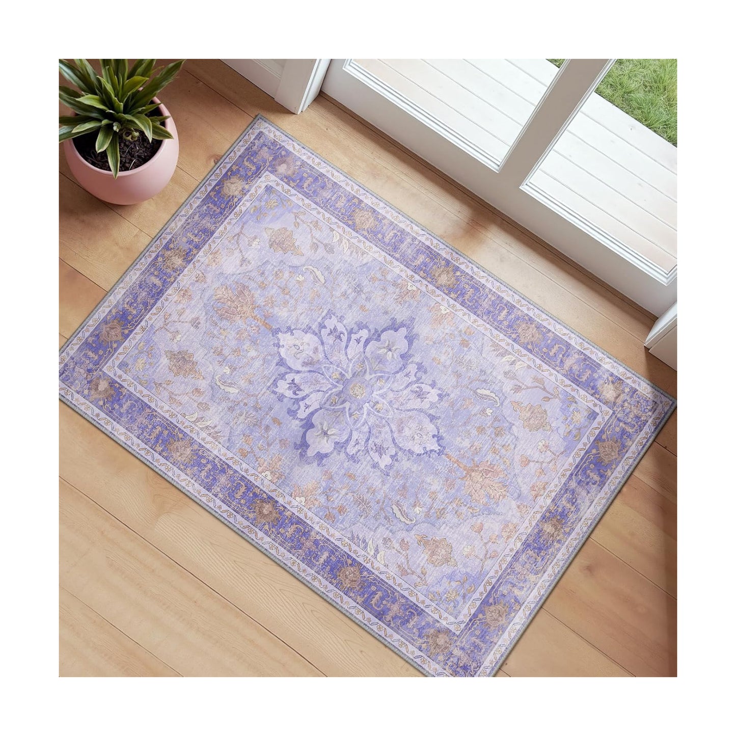 RELEANY Washable Area Rug, Small 2'x3', Purple