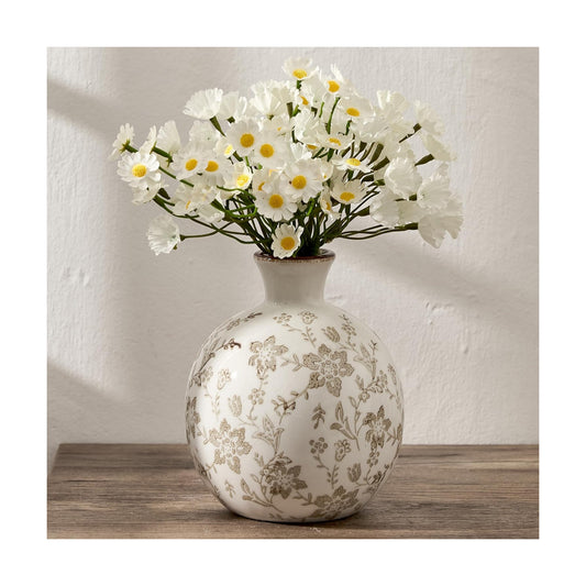 Vintage Rustic Chinoiserie Floral Vase / Brown- 5.98