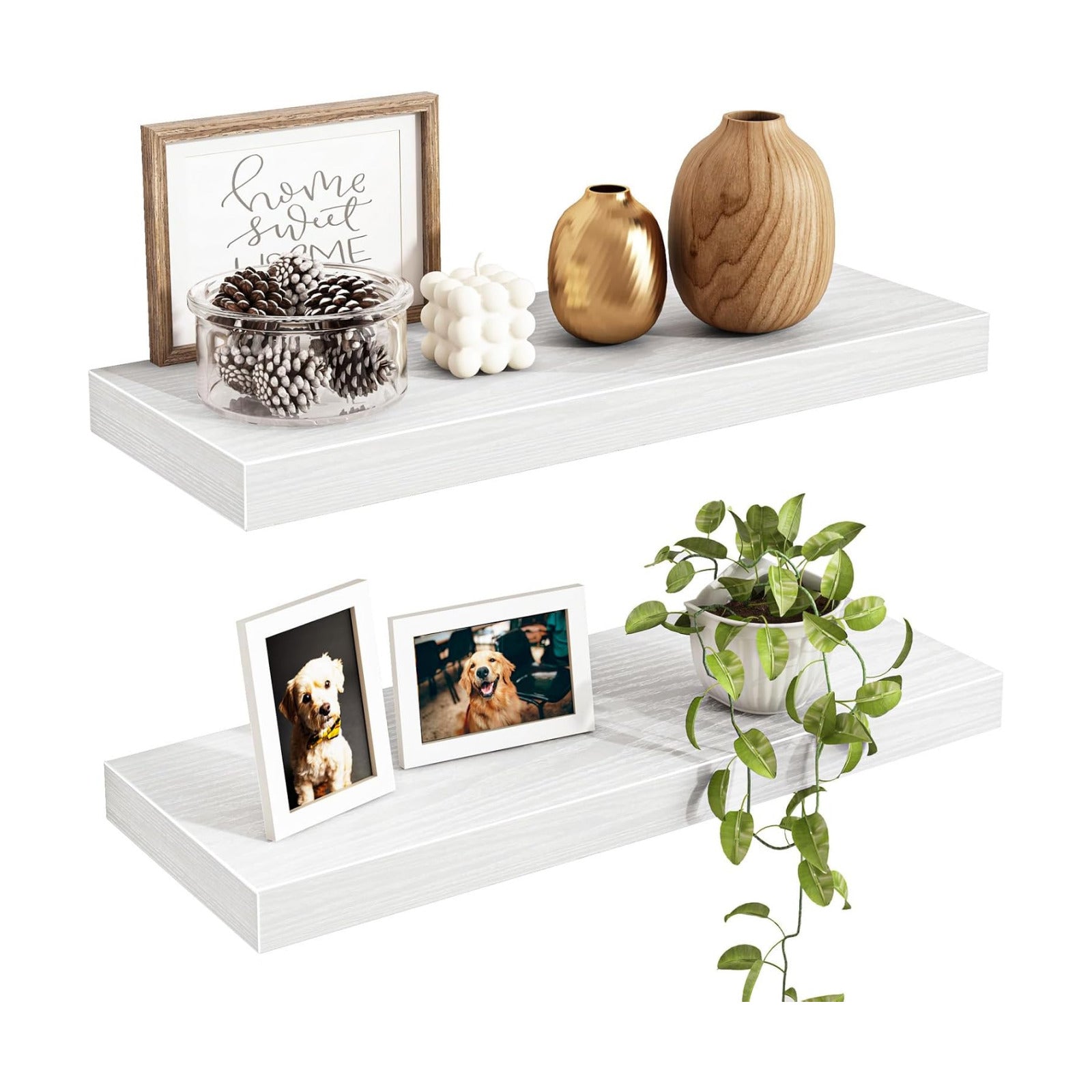 Fixwal Floating Shelves for Wall Decor (White, Set of 2, 15.7 Inch)