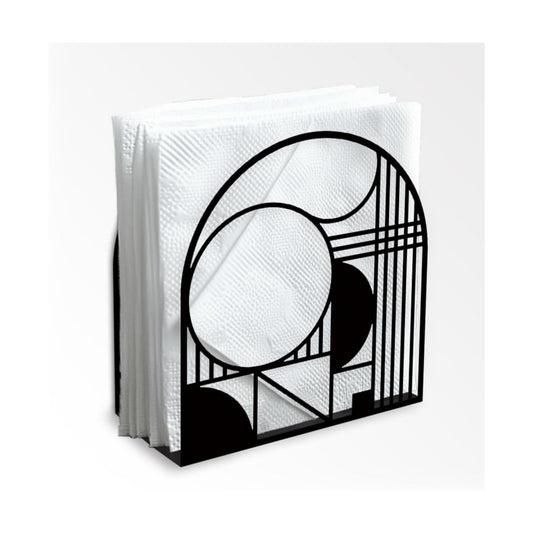 Decorative Metal Napkin Holder / Modern Geometric / Black / 5.3 x 4.9 x 1.9