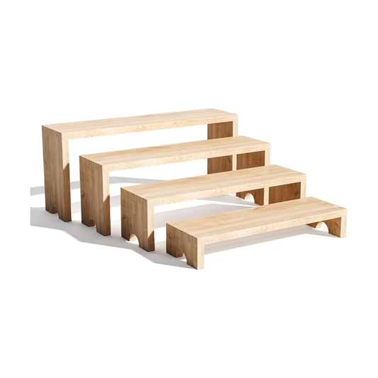 4 Tier Large Display Wooden Riser Stand Decorative Rectangular Wood Racks / Wood Color / Set of 4