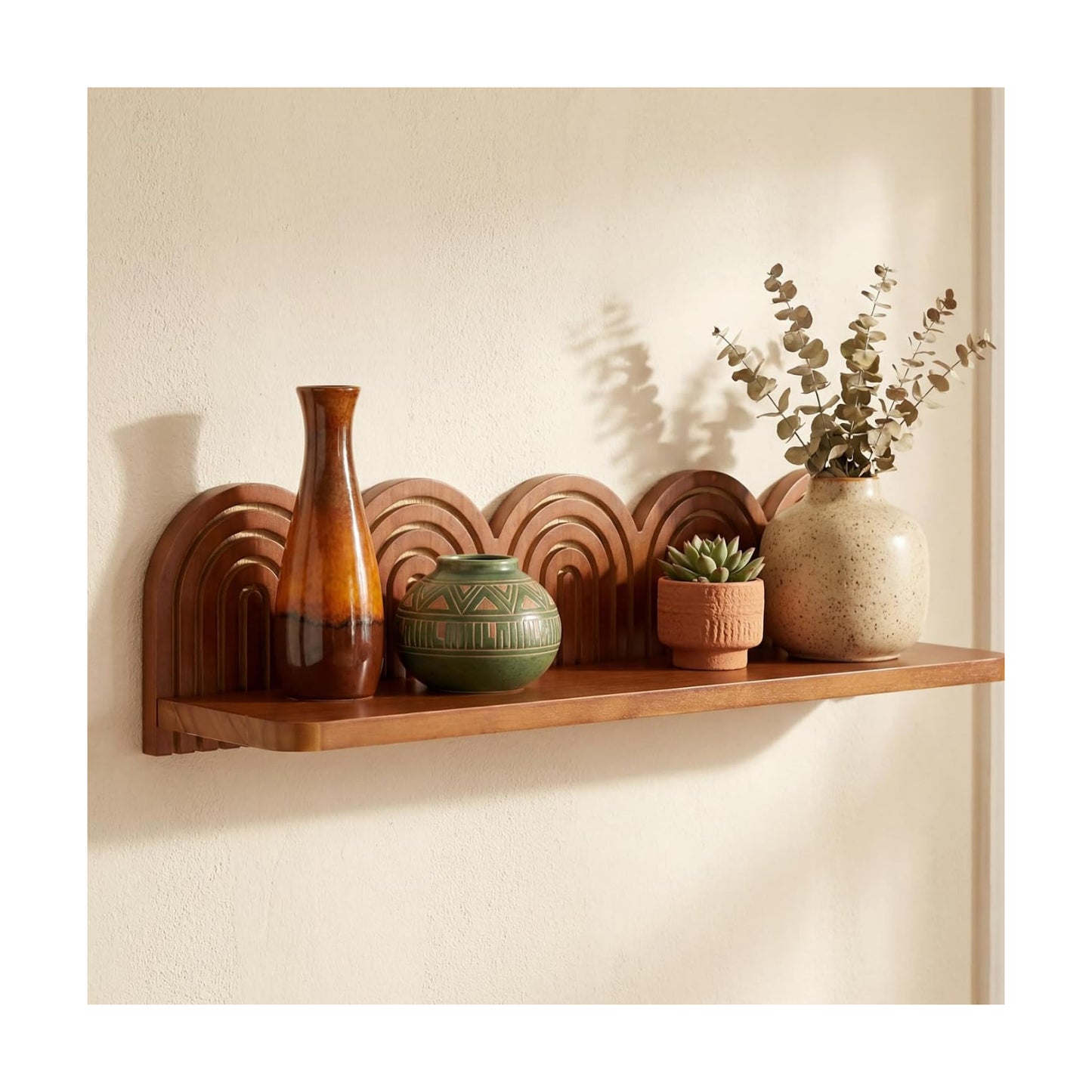 Wood Wall Coat Rack/Boho Wall Shelf Mid-Century Modern Wooden Coat / 22 x 5.5 x 4.5 / Charcoal
