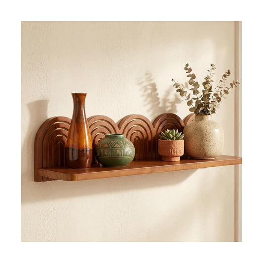 Wood Wall Coat Rack/Boho Wall Shelf Mid-Century Modern Wooden Coat / 22 x 5.5 x 4.5 / Charcoal