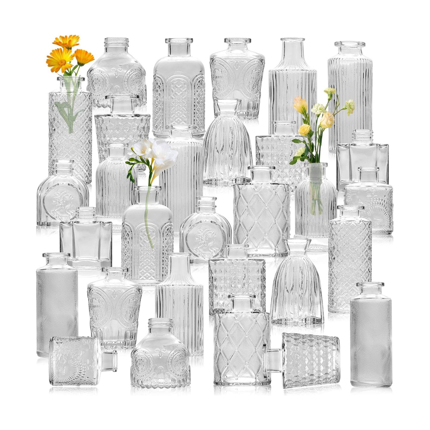 Clear Glass Bud Vases / Clear Series / Set of 30