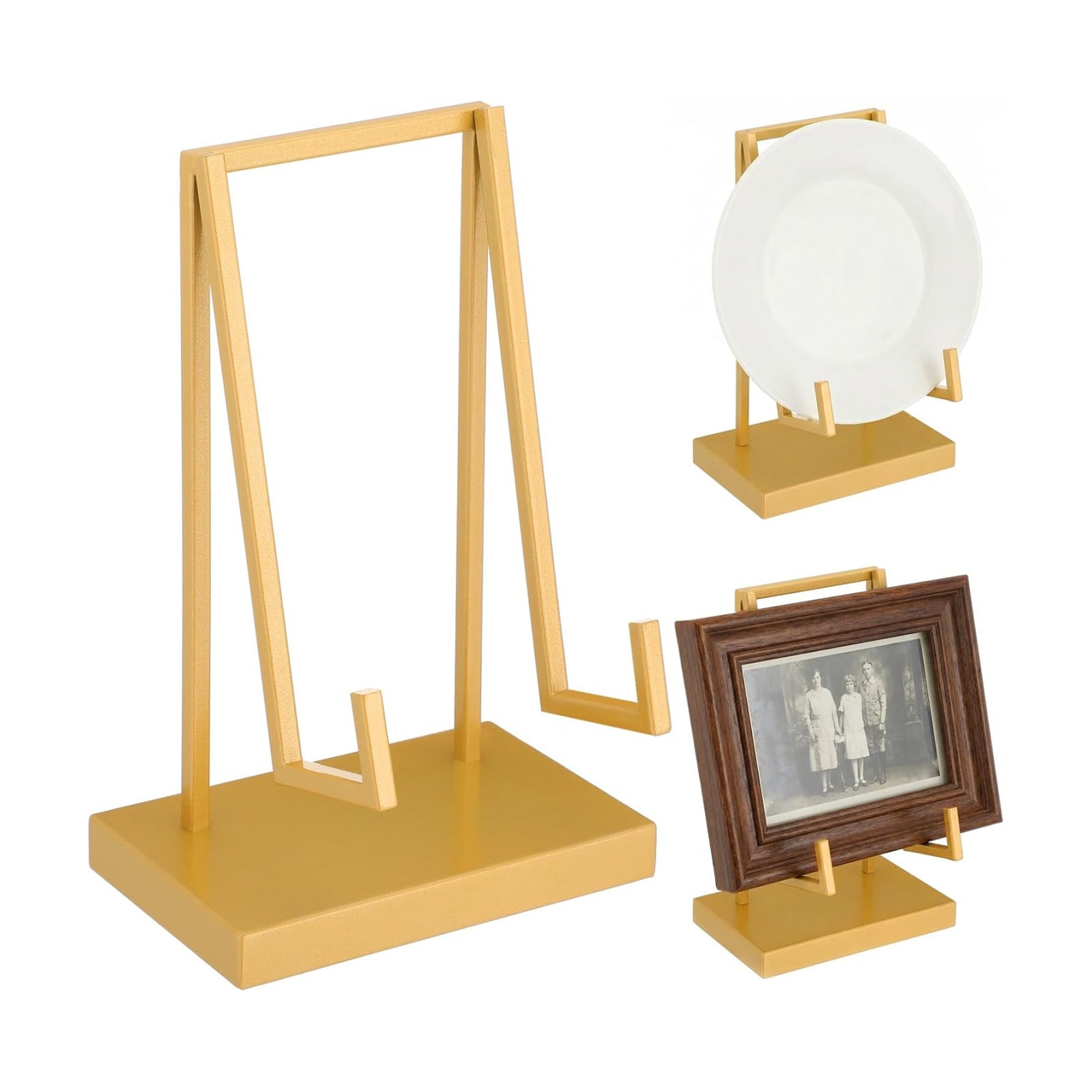 Metal Display Easel Stand Tabletop Easel Stand Modern Abstract Tabletop Display / 8 x 5 x 3 / Gold