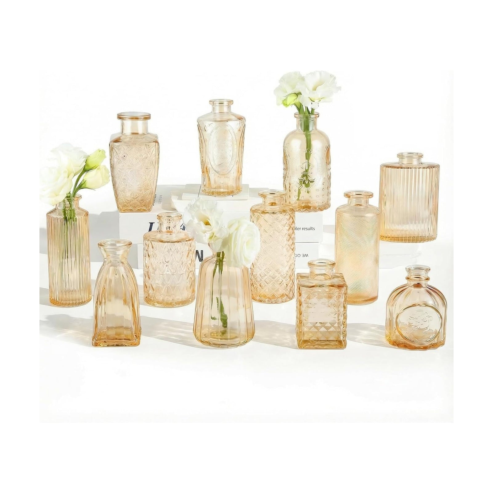 Glass Bud Vases Mini Flower Vase Small Vintage Vases for Centerpiece Table / Gold / Set of 12