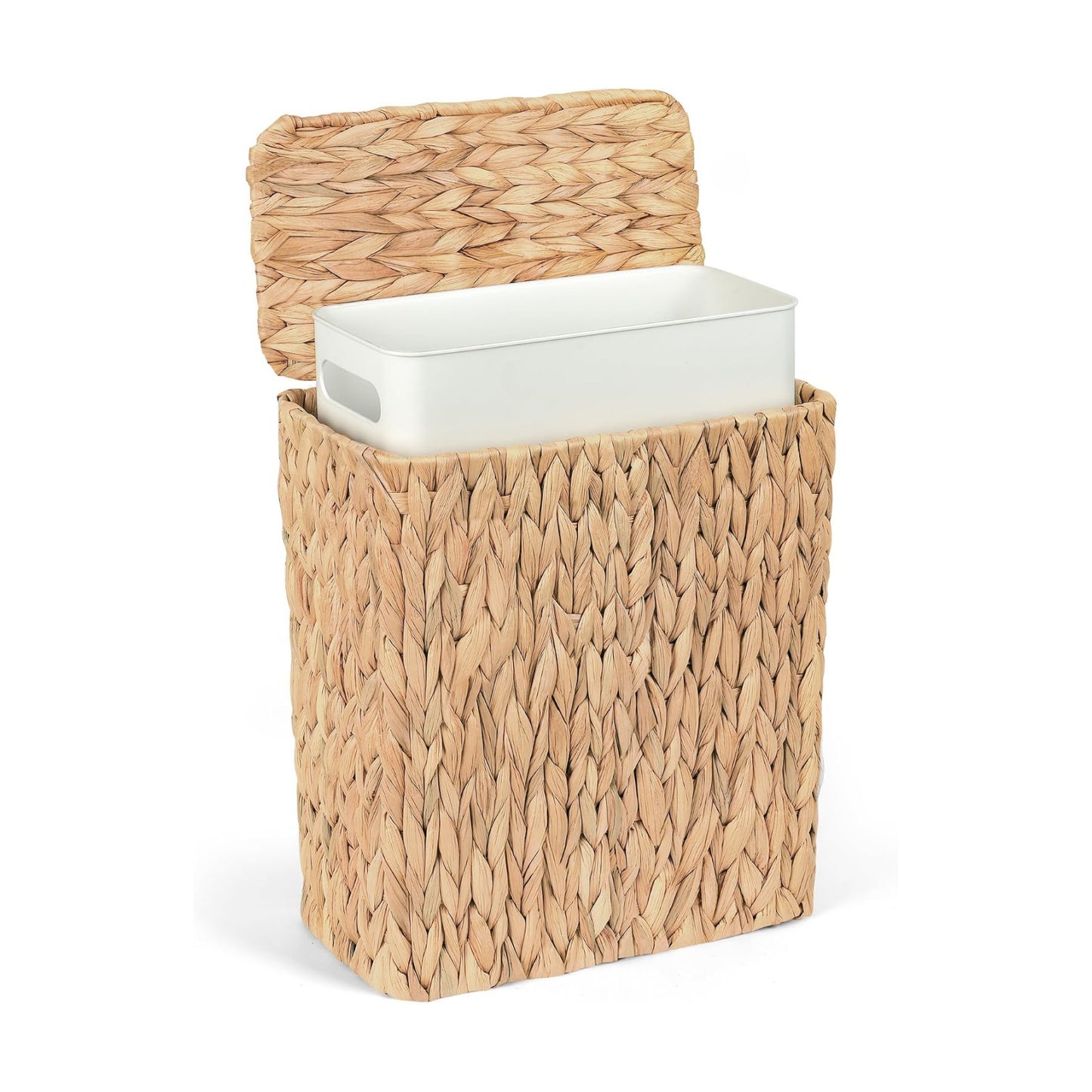 3 Gallon Natural Water Hyacinth Waste Basket / Brown / Square