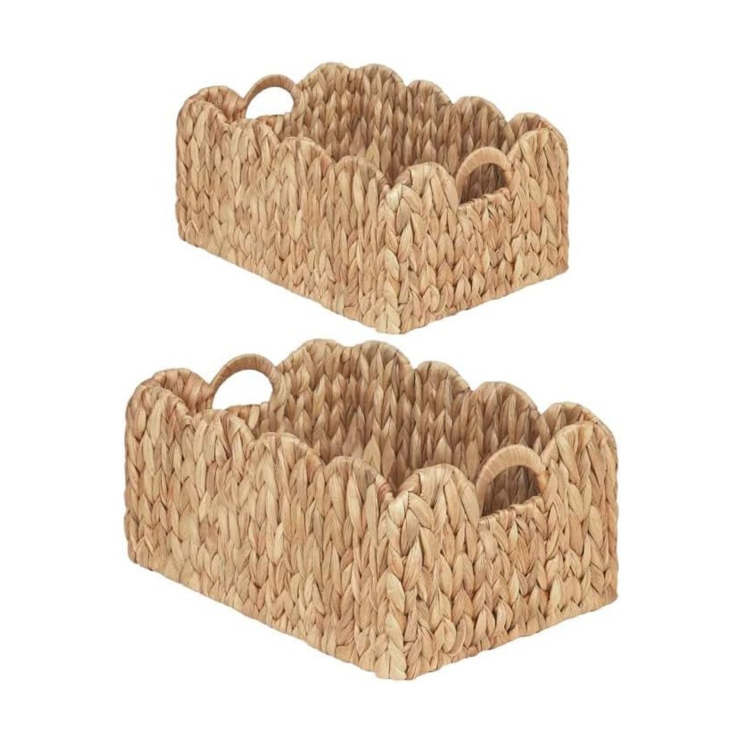 Scalloped Wicker Basket / Rectangle / Natural / Set of 2