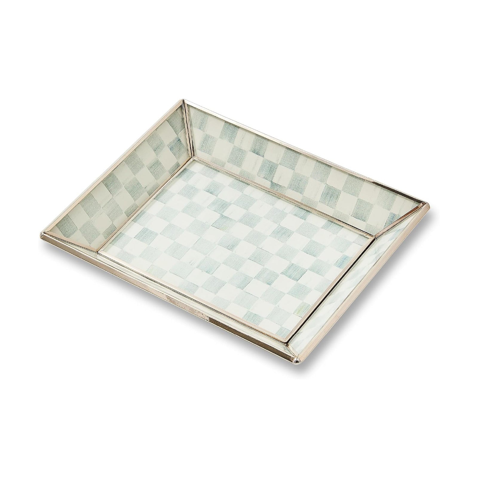 Small Glass Tray / Sterling Check / Gray