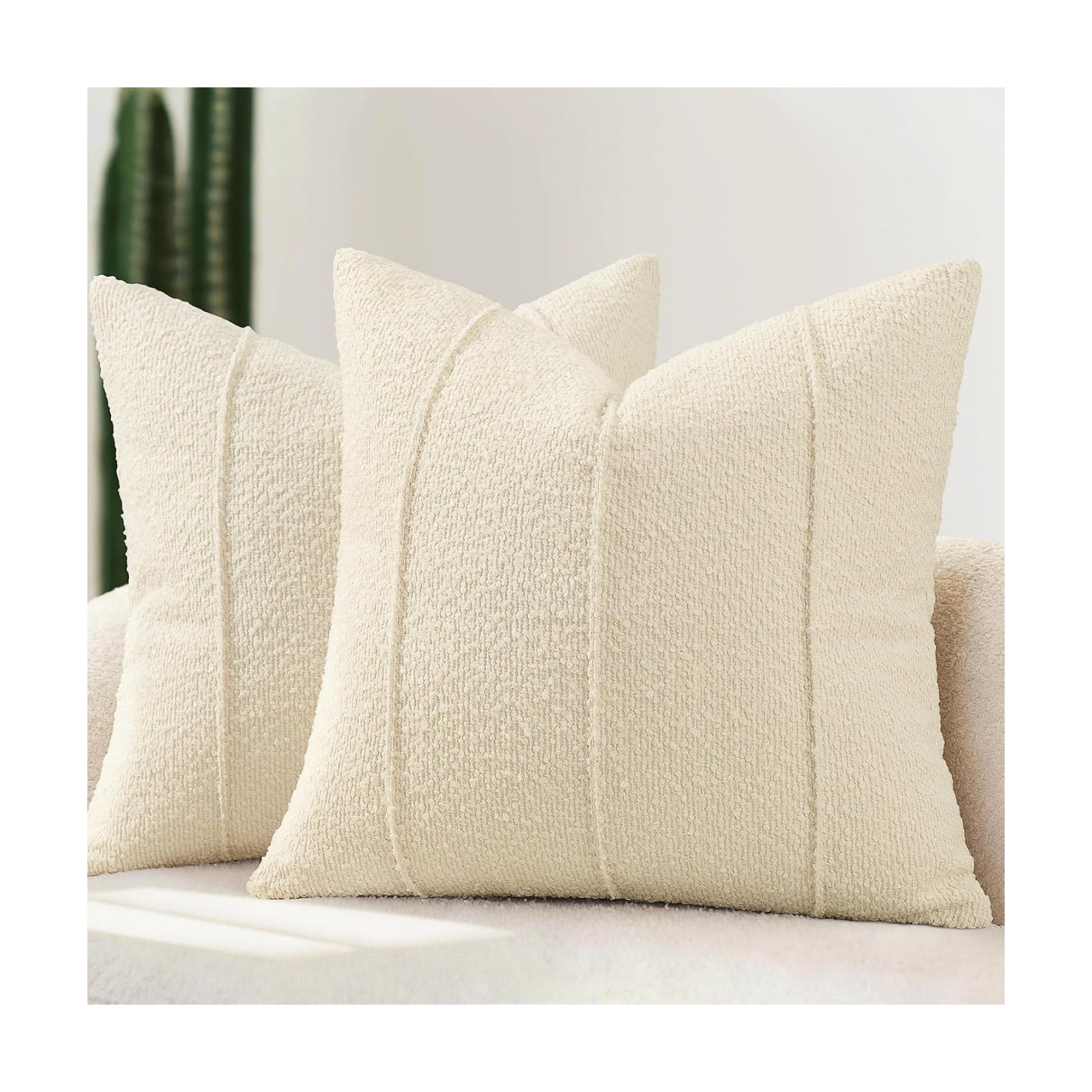 Textured Boucle Throw Pillow Covers / Cream / 18 x 18 / Set of 2