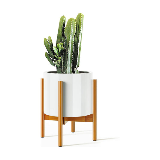 MUDEELA Plant Stand for Indoor, Bamboo Material, Pale Brown, 14.5 Inch Tall | Adjustable Width Fits 8-12 Inch Pot
