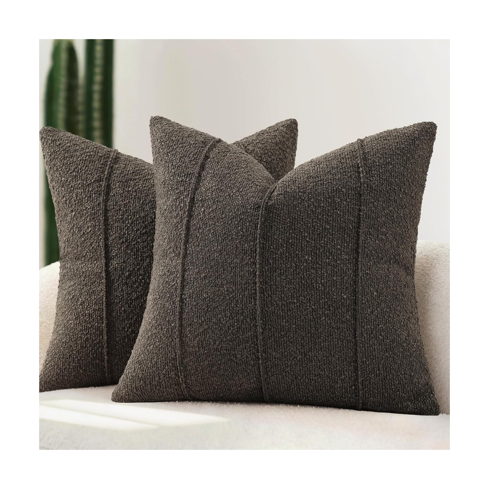 Textured Boucle Throw Pillow Covers / Dark Gray / 18 x 18 / Set of 2