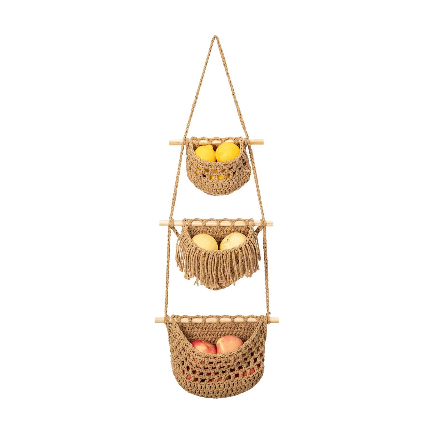 3 Tier Woven Wall Basket / Brown
