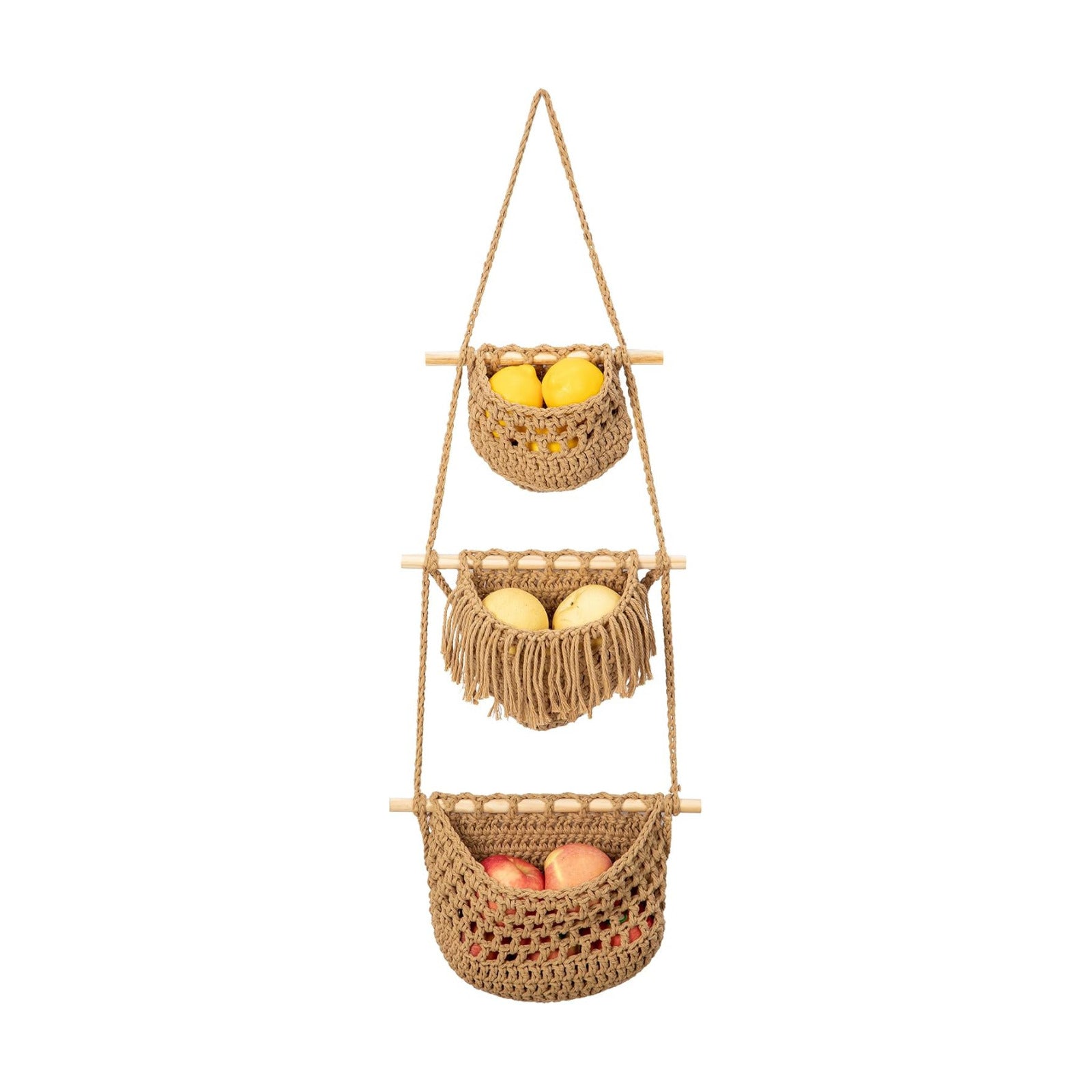 3 Tier Woven Wall Basket / Brown
